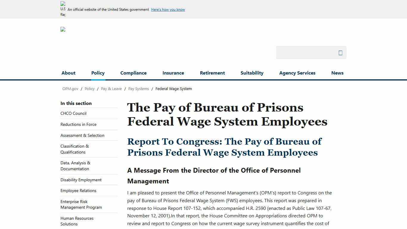 The Pay of Bureau of Prisons Federal Wage System Employees